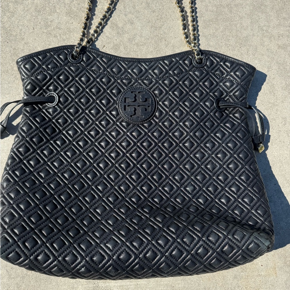Tory Burch Black Quilted Shoulder Bag Tote